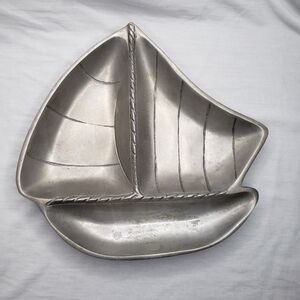 Large Weathered Aluminum Divided Tray Sailboat